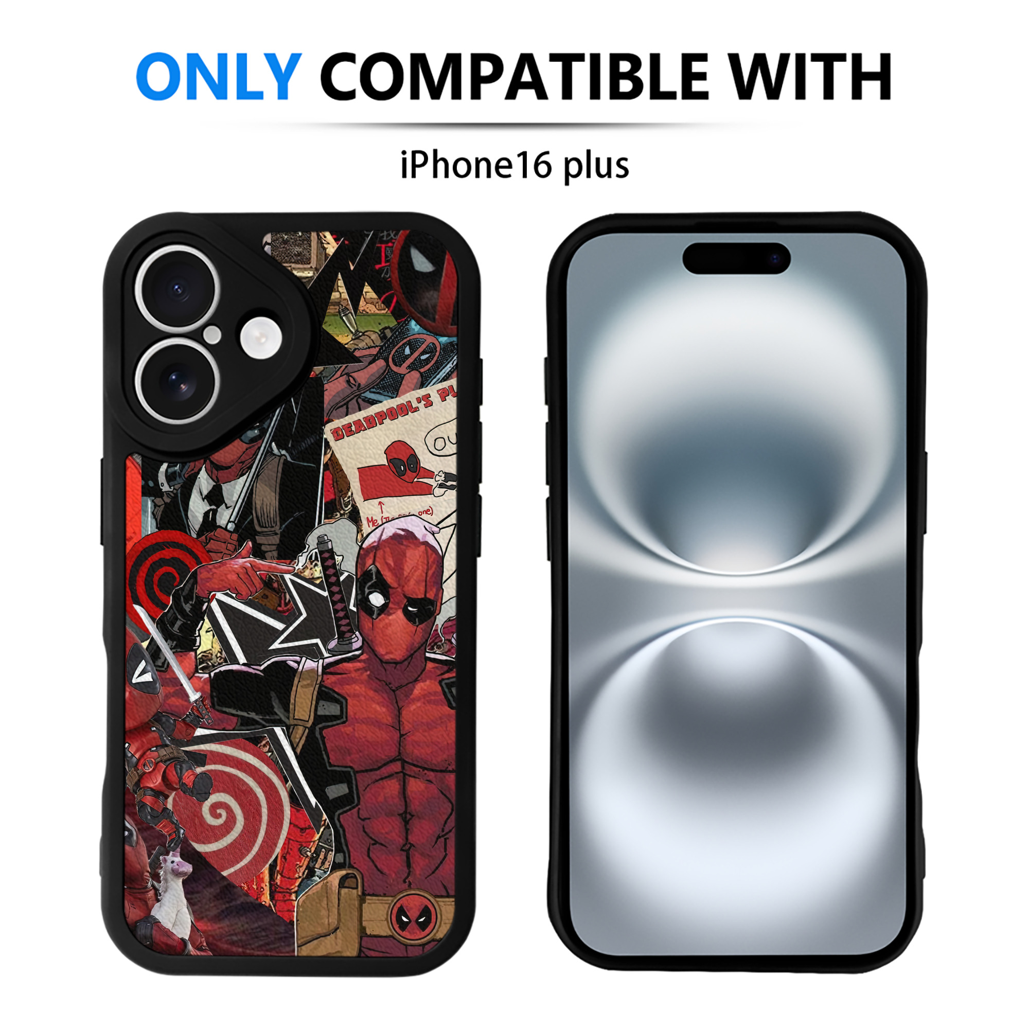 （画像用） Deadpool デッドプール 【iPhone 16シリーズ対応】シリコンスマホケース（レザー調） 材質：シリコン